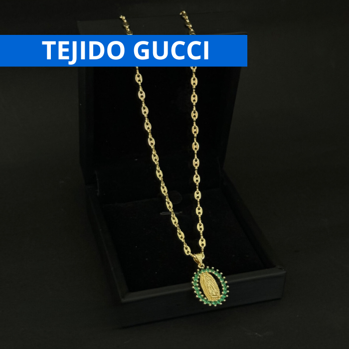 Cadena Gucci + Dije virgen de guadalupe - Bañada en oro de 24k
