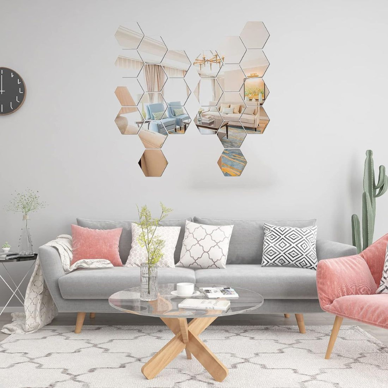 Espejos hexagonales adhesivos X12