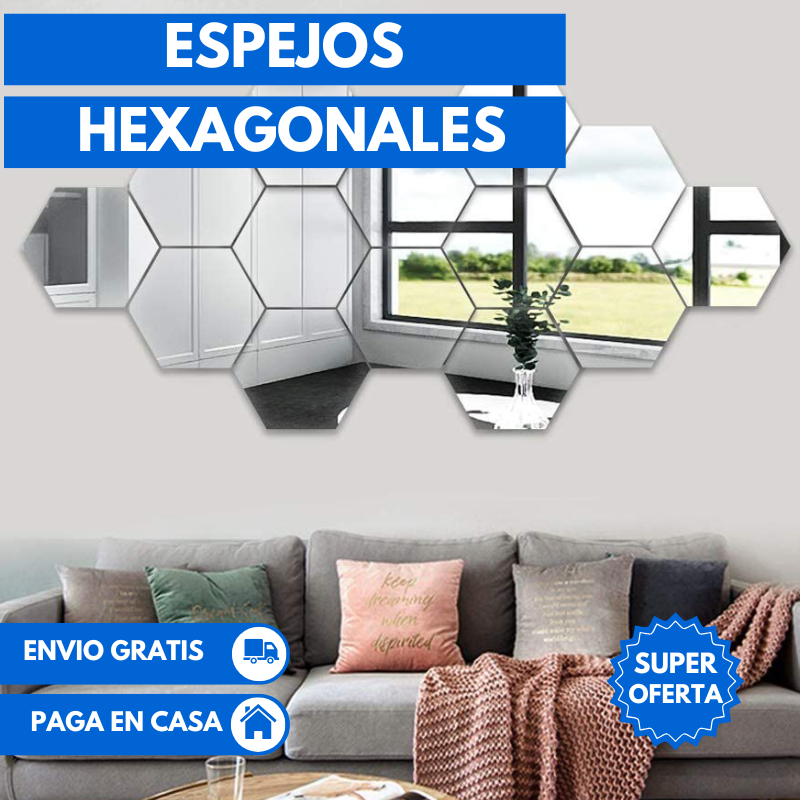 Espejos hexagonales adhesivos X12
