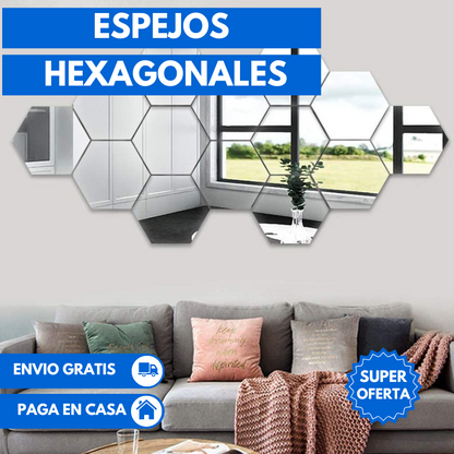Espejos hexagonales adhesivos X12