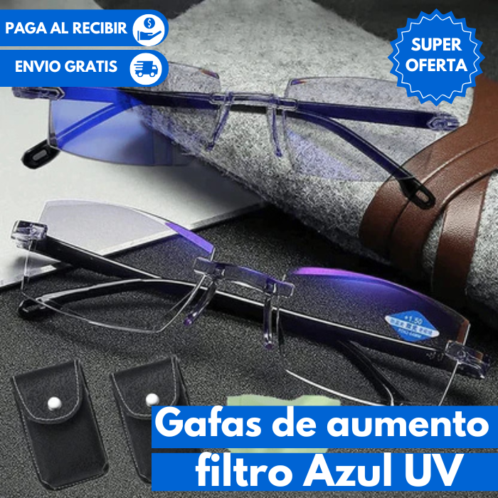 Gafas de aumento y filtro Azul UV + Estuche de lujo