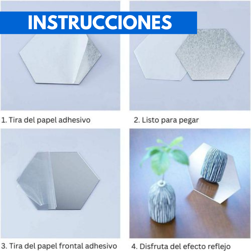 Espejos hexagonales adhesivos X12