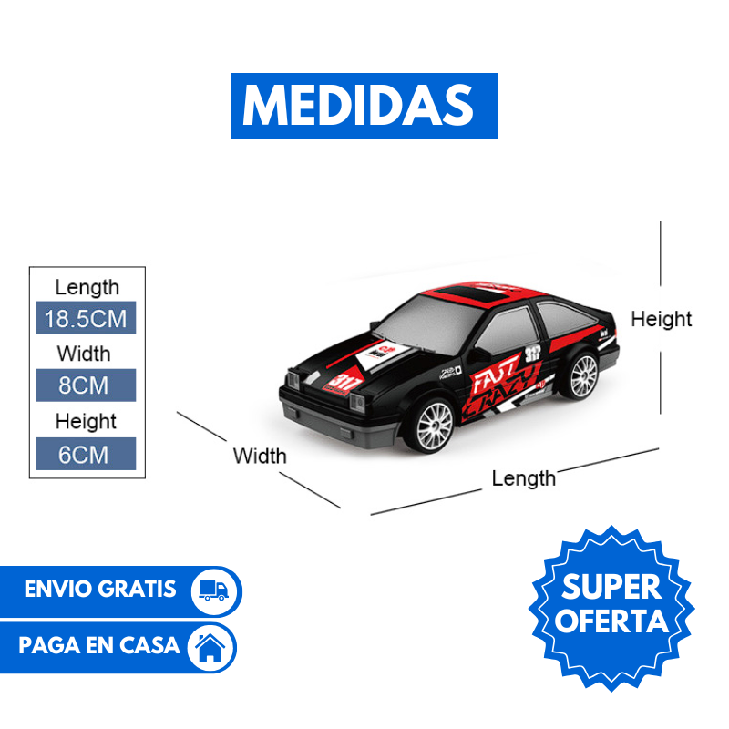 Mini carro de drift a control remoto + Kit de conos y llantas