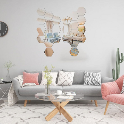 Espejos hexagonales adhesivos X12