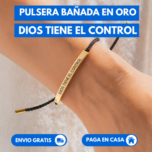 Pulsera Dios tiene el control bañada en ORO  + Caja de empaque exclusiva