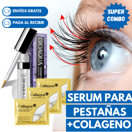 ( Serum BIOAQUA + 3 parches de colágeno ) -  Pestañas grandes y fuertes en tan solo 1 semana