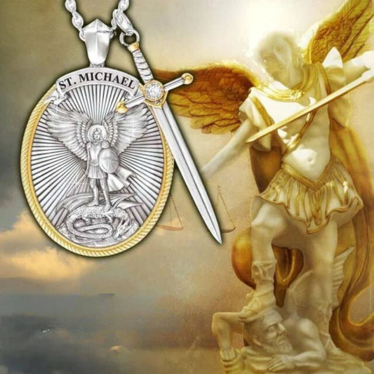 Cadena de Protección de San Miguel Arcángel - (Incluye Tarjeta de Oración y Caja)