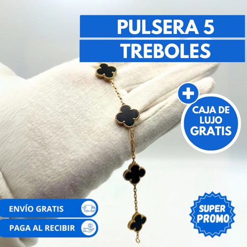 Pulsera 5 treboles  + Caja de lujo