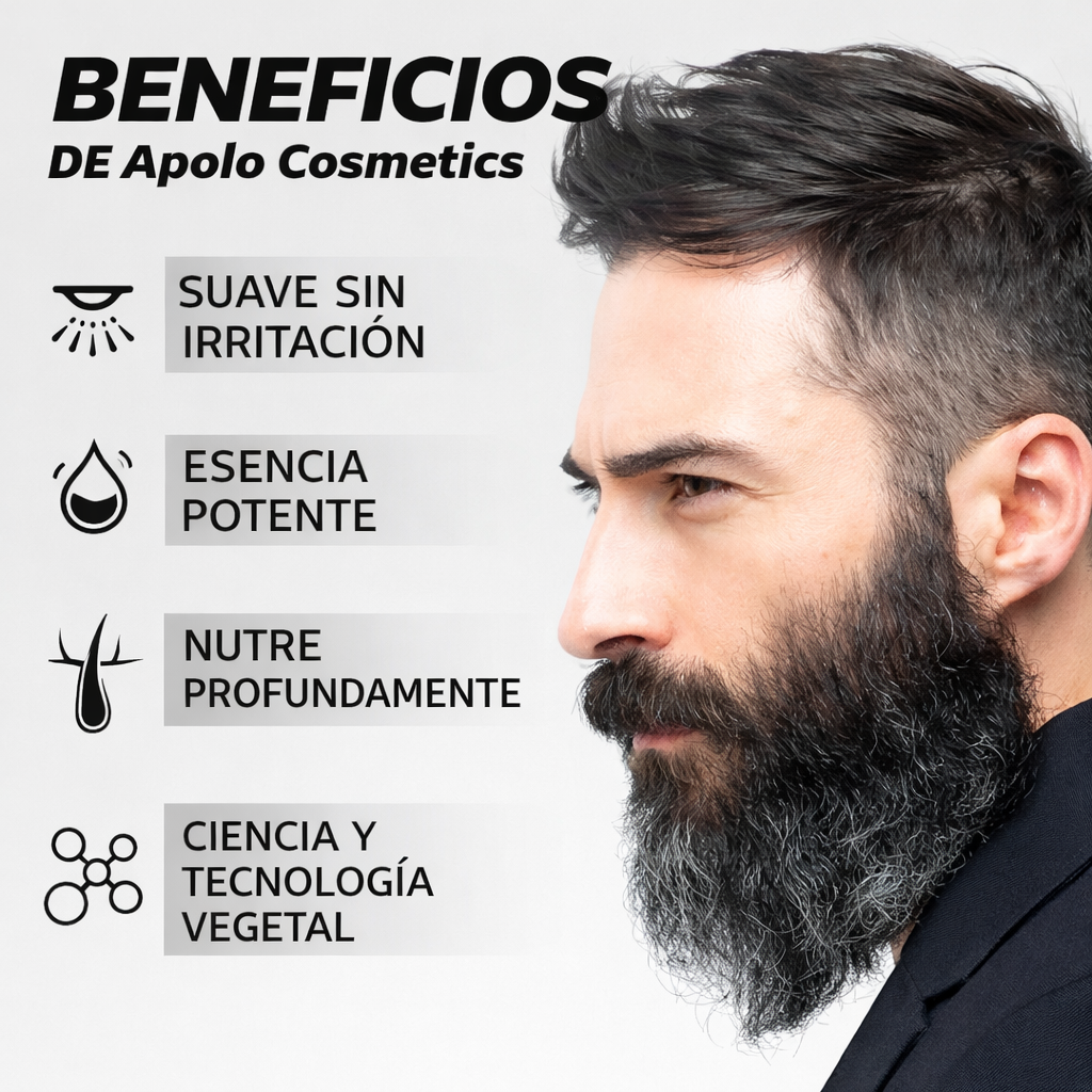 Estimulante de barba (APOLOBEARD) + Guia cientificamente comprobada para crecimiento de barba